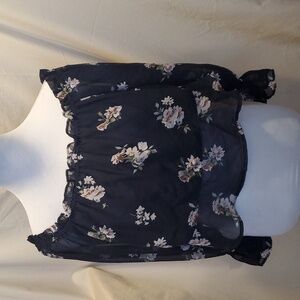 Guess Floral Crop Blouse SZ SM